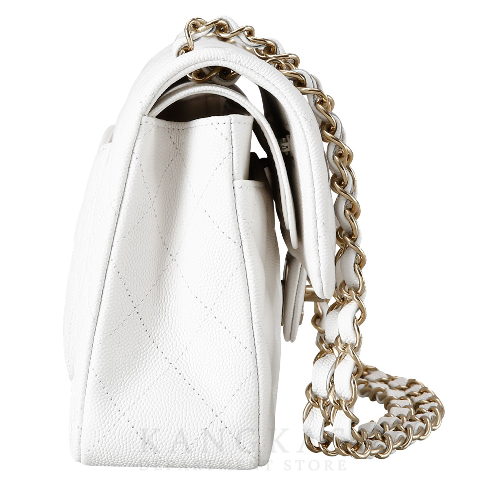 CHANEL(USED)샤넬 화이트 캐비어 클래식 스몰 플랩백