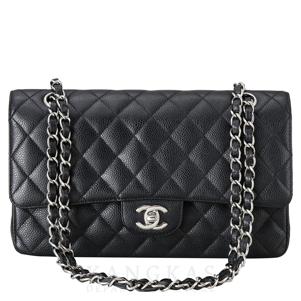 CHANEL(USED)샤넬 클래식 캐비어 미듐 블랙 은장