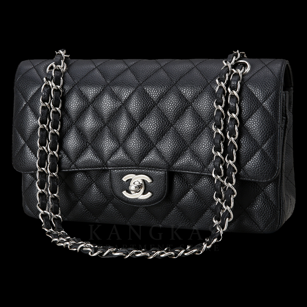 CHANEL(USED)샤넬 클래식 캐비어 미듐 블랙 은장