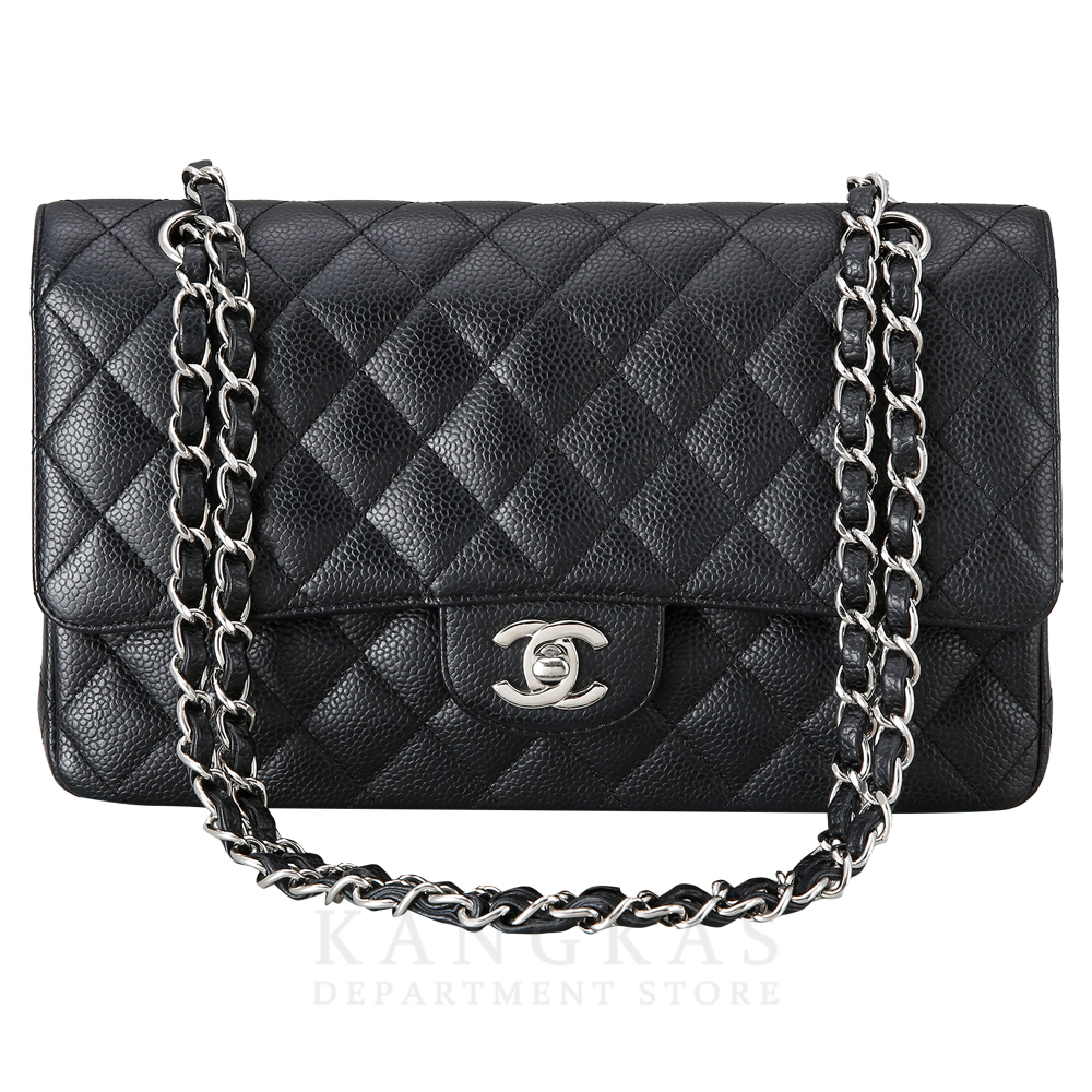 CHANEL(USED)샤넬 클래식 캐비어 미듐 블랙 은장
