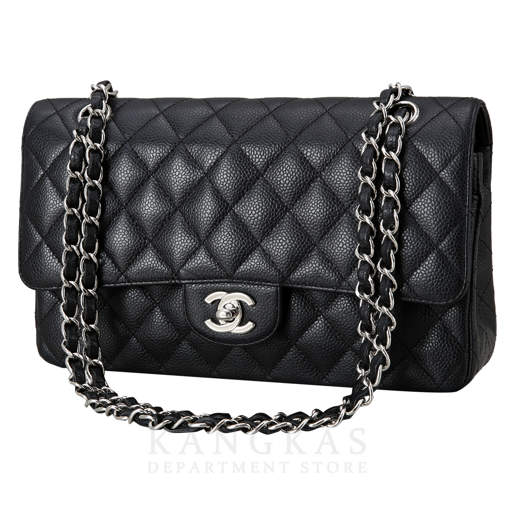 CHANEL(USED)샤넬 클래식 캐비어 미듐 블랙 은장
