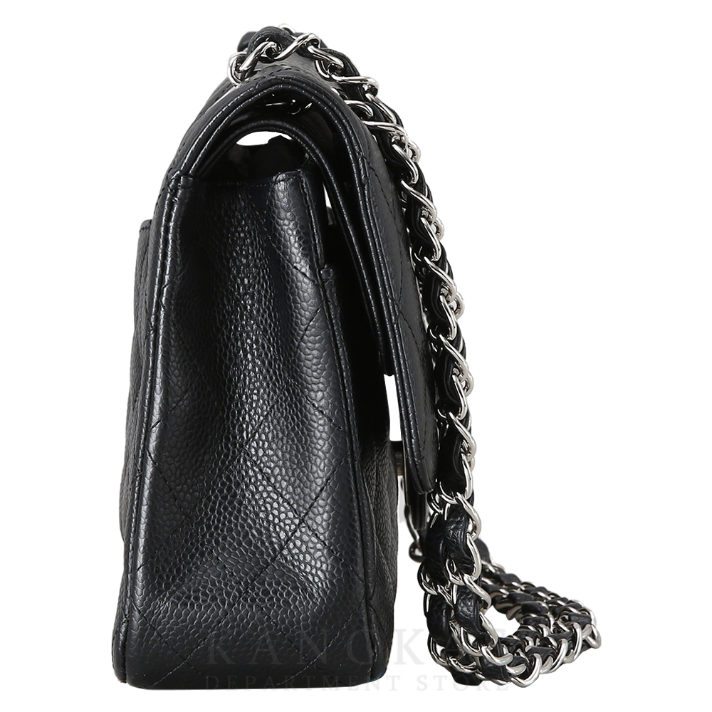 CHANEL(USED)샤넬 클래식 캐비어 미듐 블랙 은장