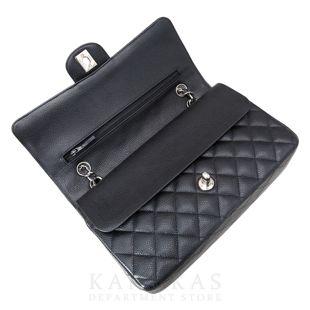CHANEL(USED)샤넬 클래식 캐비어 미듐 블랙 은장