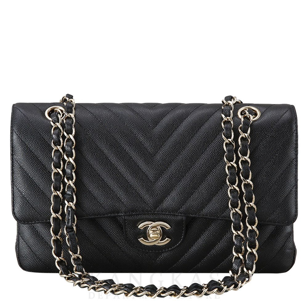 CHANEL(USED)샤넬 클래식 캐비어 쉐브론 미듐
