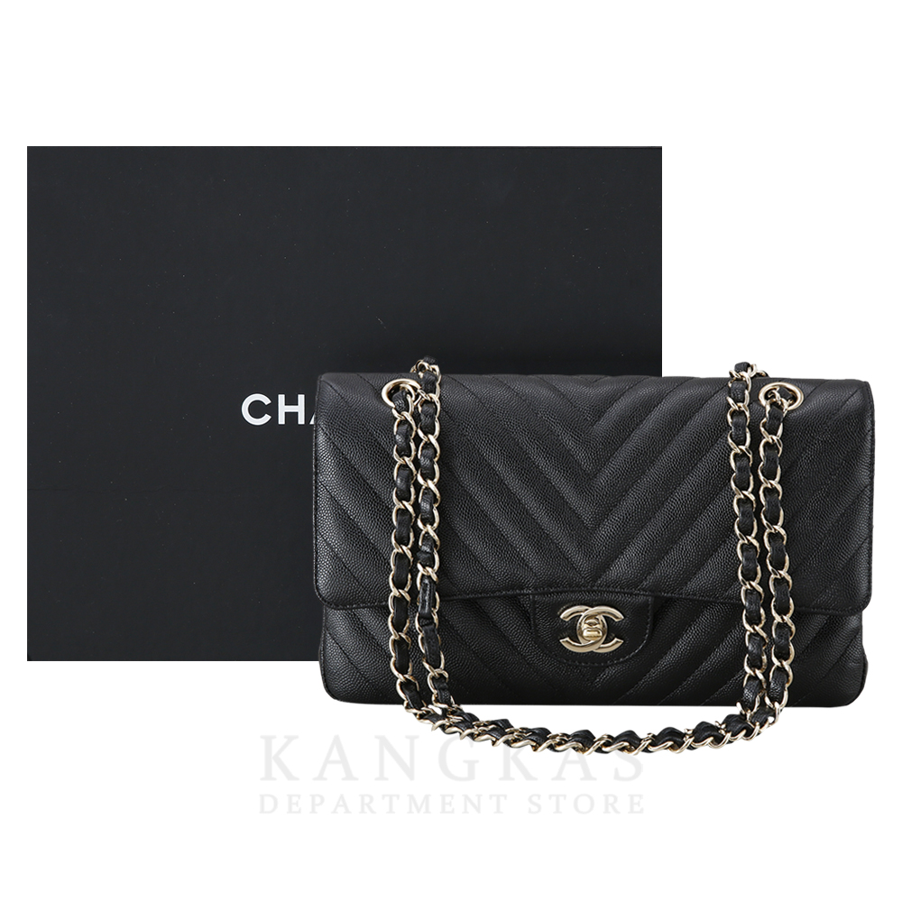 CHANEL(USED)샤넬 클래식 캐비어 쉐브론 미듐