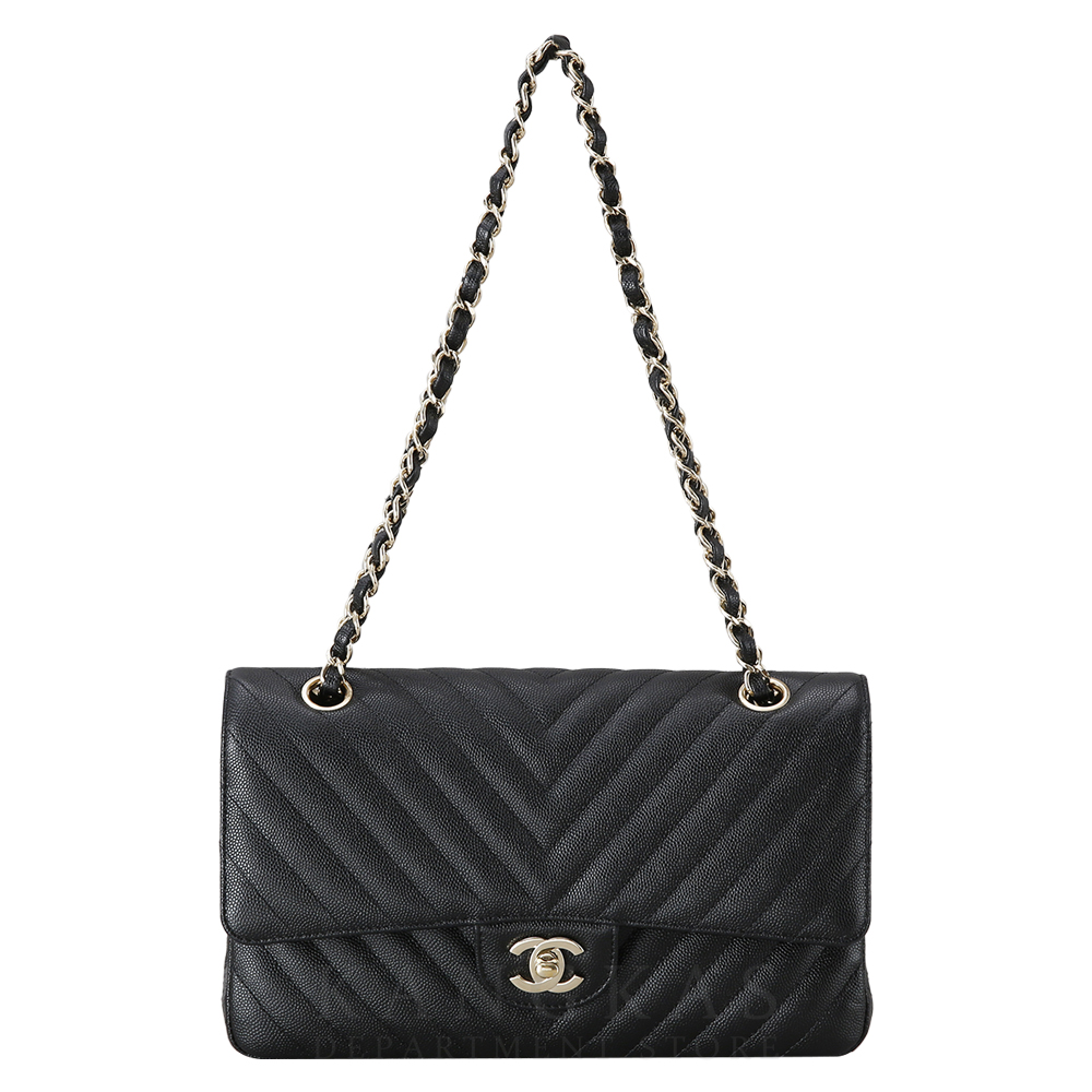 CHANEL(USED)샤넬 클래식 캐비어 쉐브론 미듐
