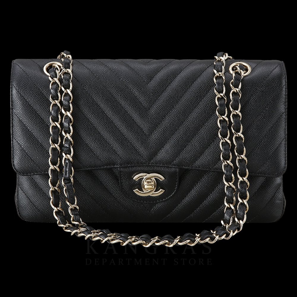 CHANEL(USED)샤넬 클래식 캐비어 쉐브론 미듐