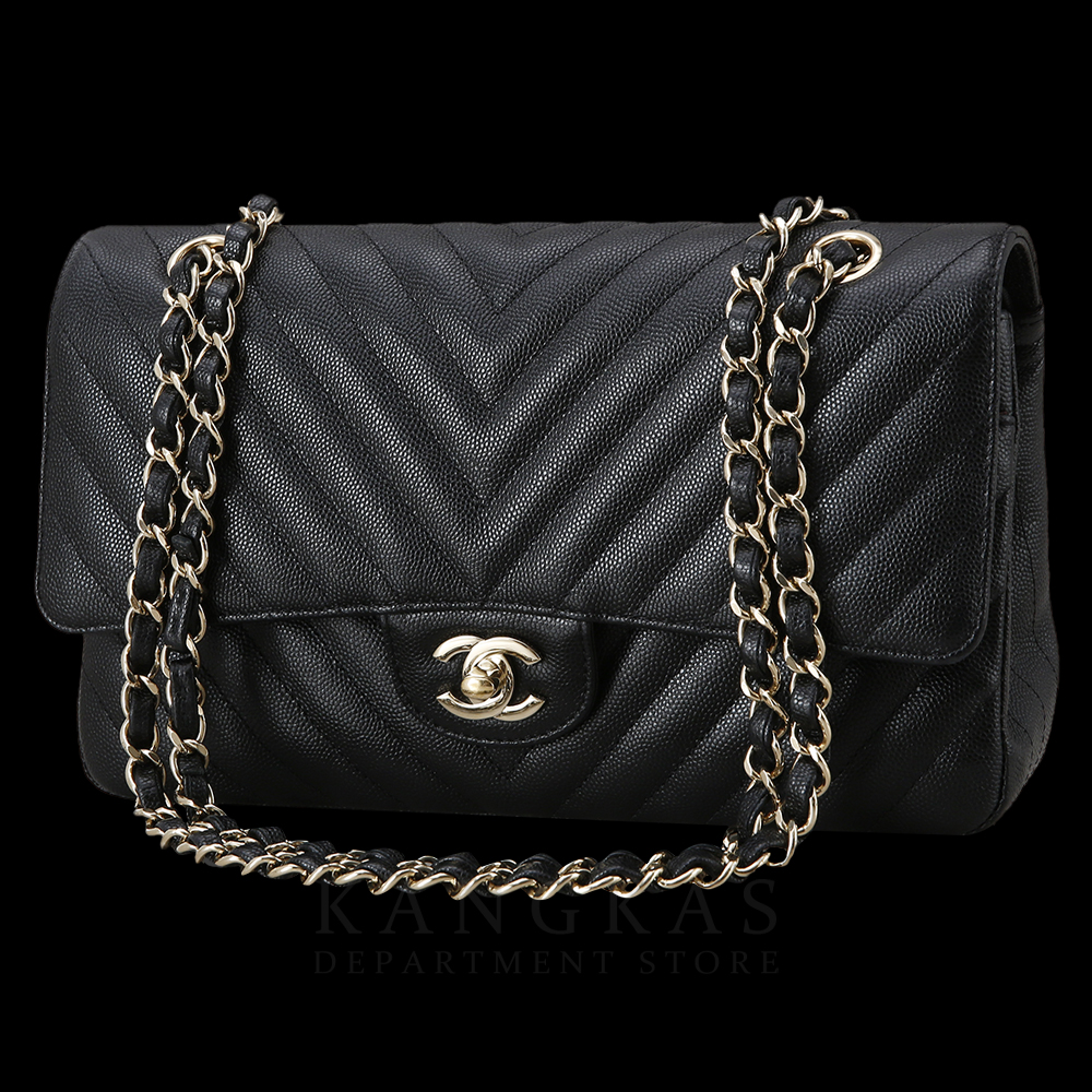 CHANEL(USED)샤넬 클래식 캐비어 쉐브론 미듐