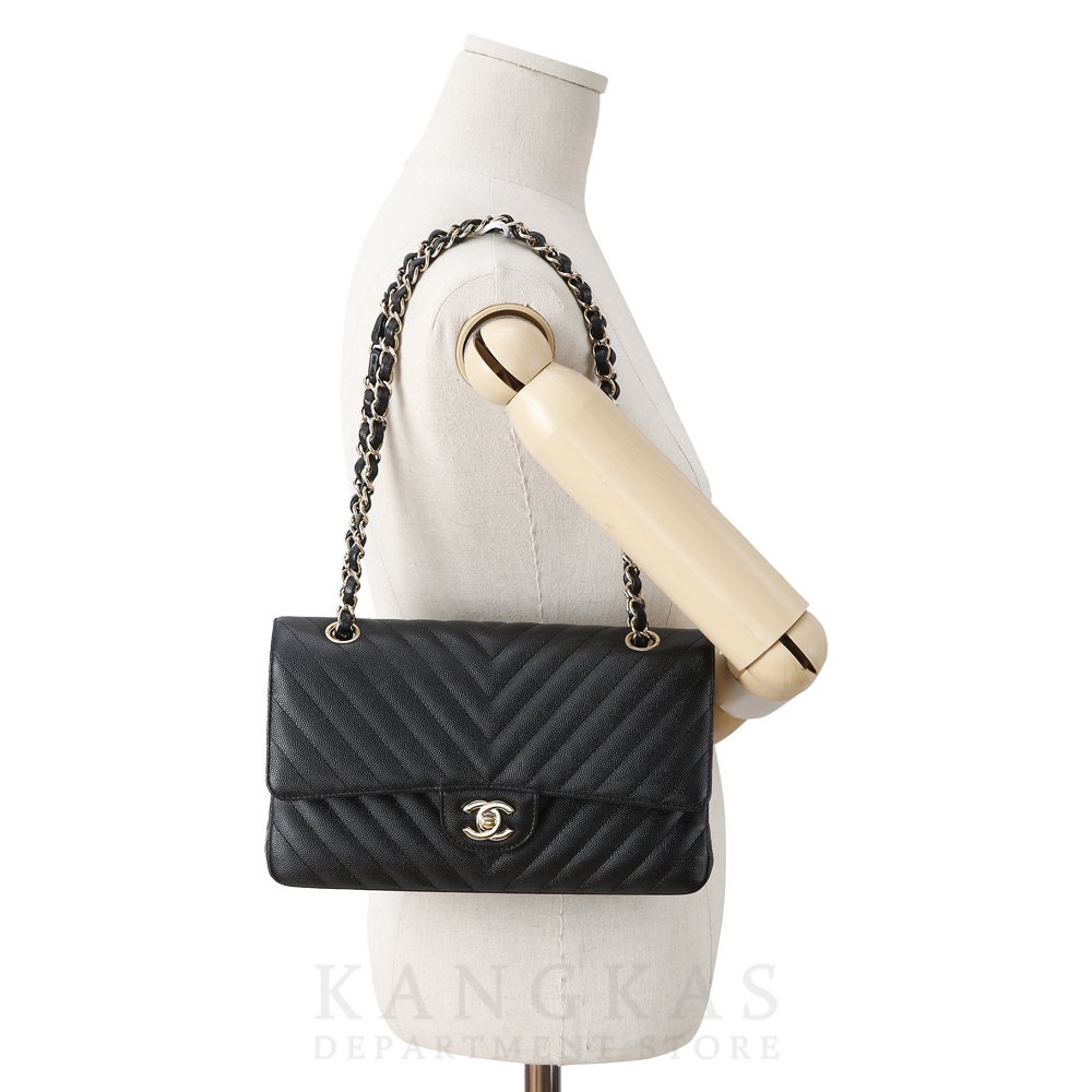 CHANEL(USED)샤넬 클래식 캐비어 쉐브론 미듐