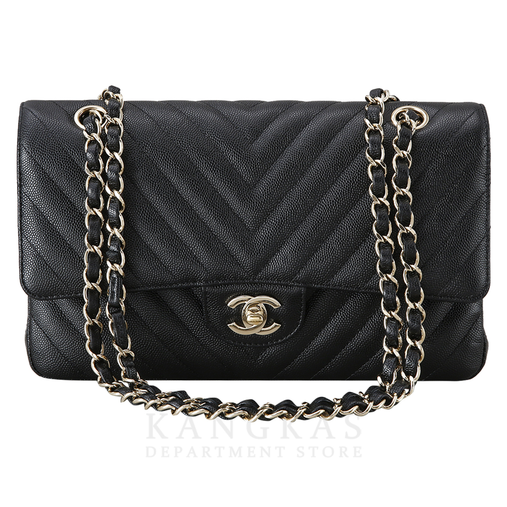 CHANEL(USED)샤넬 클래식 캐비어 쉐브론 미듐
