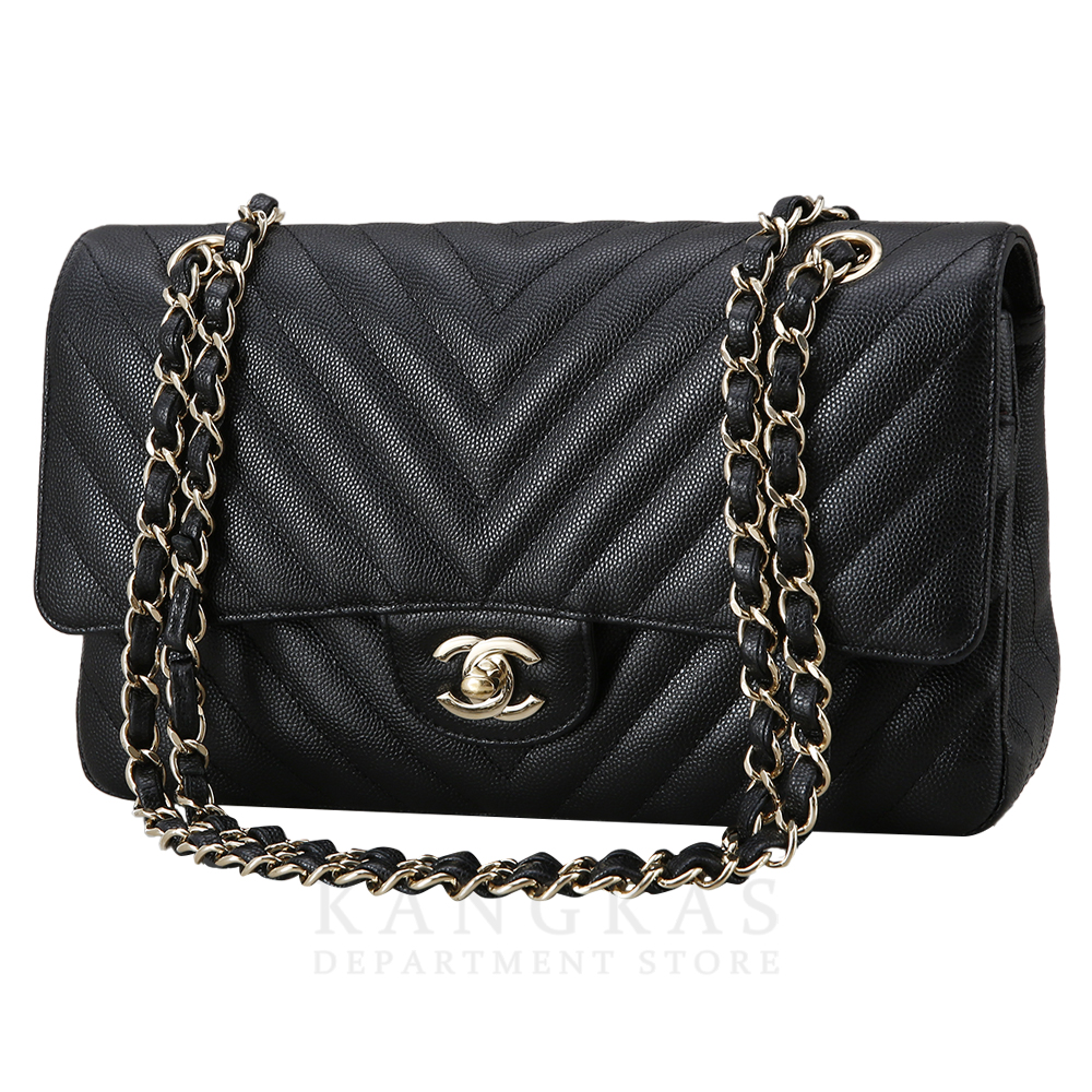 CHANEL(USED)샤넬 클래식 캐비어 쉐브론 미듐