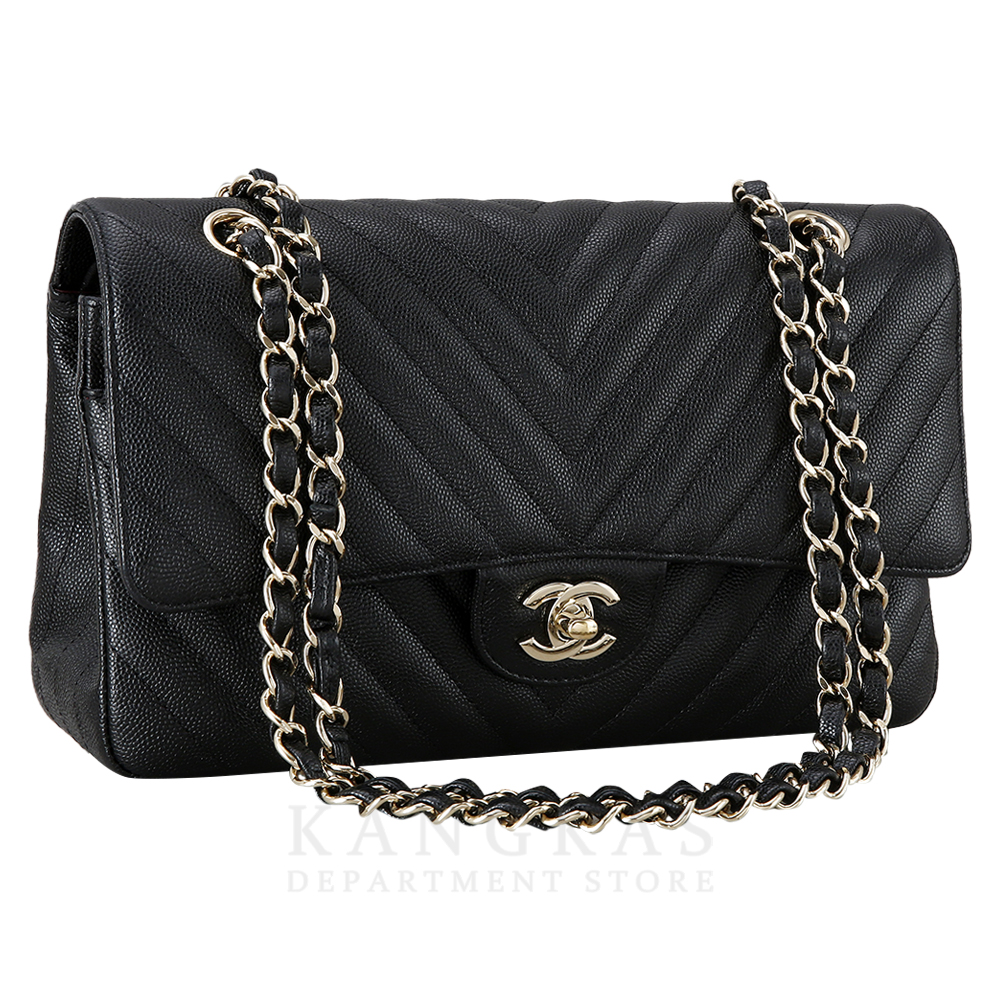 CHANEL(USED)샤넬 클래식 캐비어 쉐브론 미듐