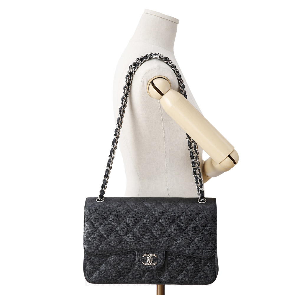 CHANEL(USED)샤넬 클래식 캐비어 점보 블랙