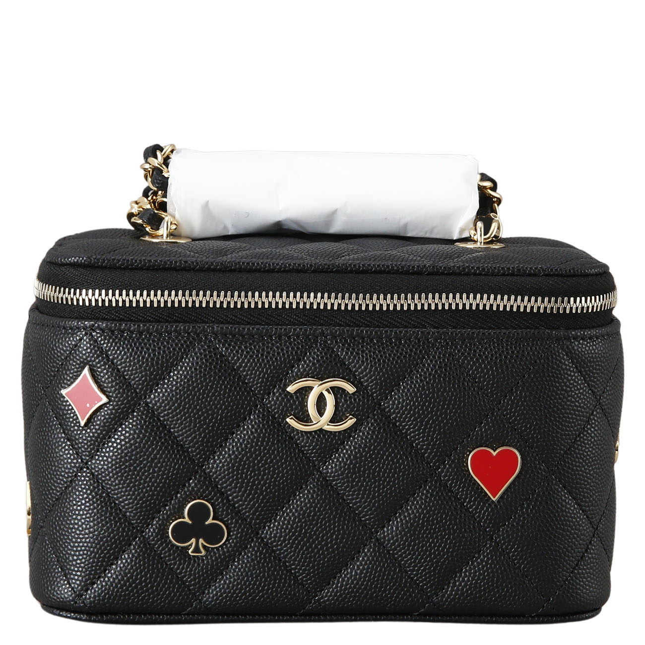 CHANEL(USED)샤넬 시즌 캐비어 포커 장식 베니티 체인 백