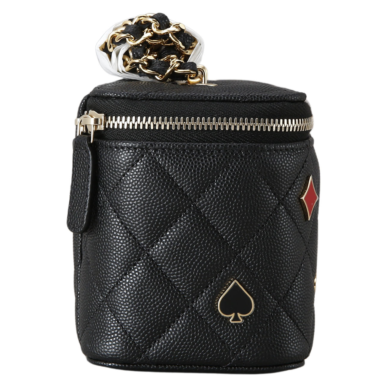 CHANEL(USED)샤넬 시즌 캐비어 포커 장식 베니티 체인 백