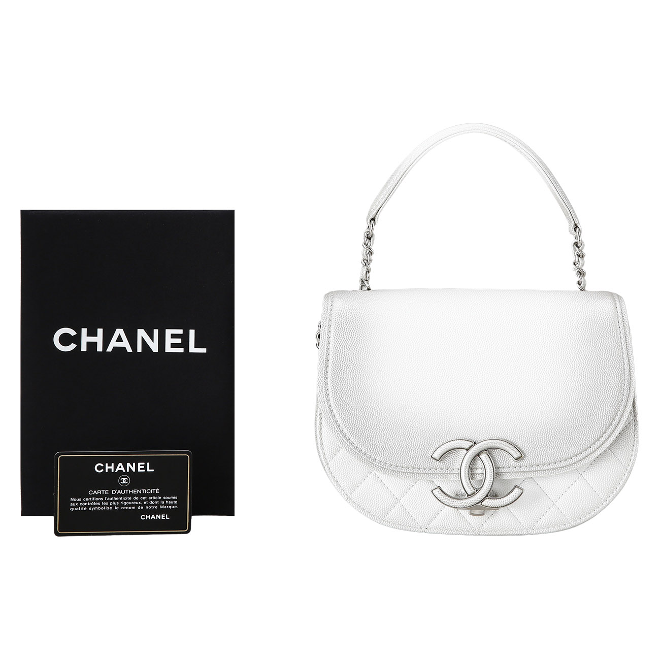 CHANEL(USED)샤넬 시즌 캐비어 CC로고 플랩 체인 백