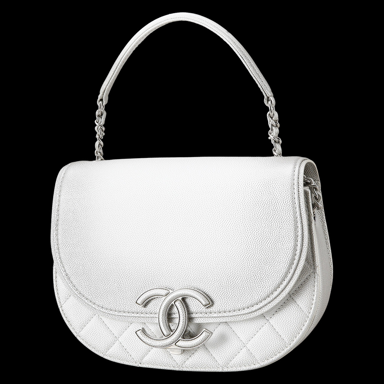 CHANEL(USED)샤넬 시즌 캐비어 CC로고 플랩 체인 백