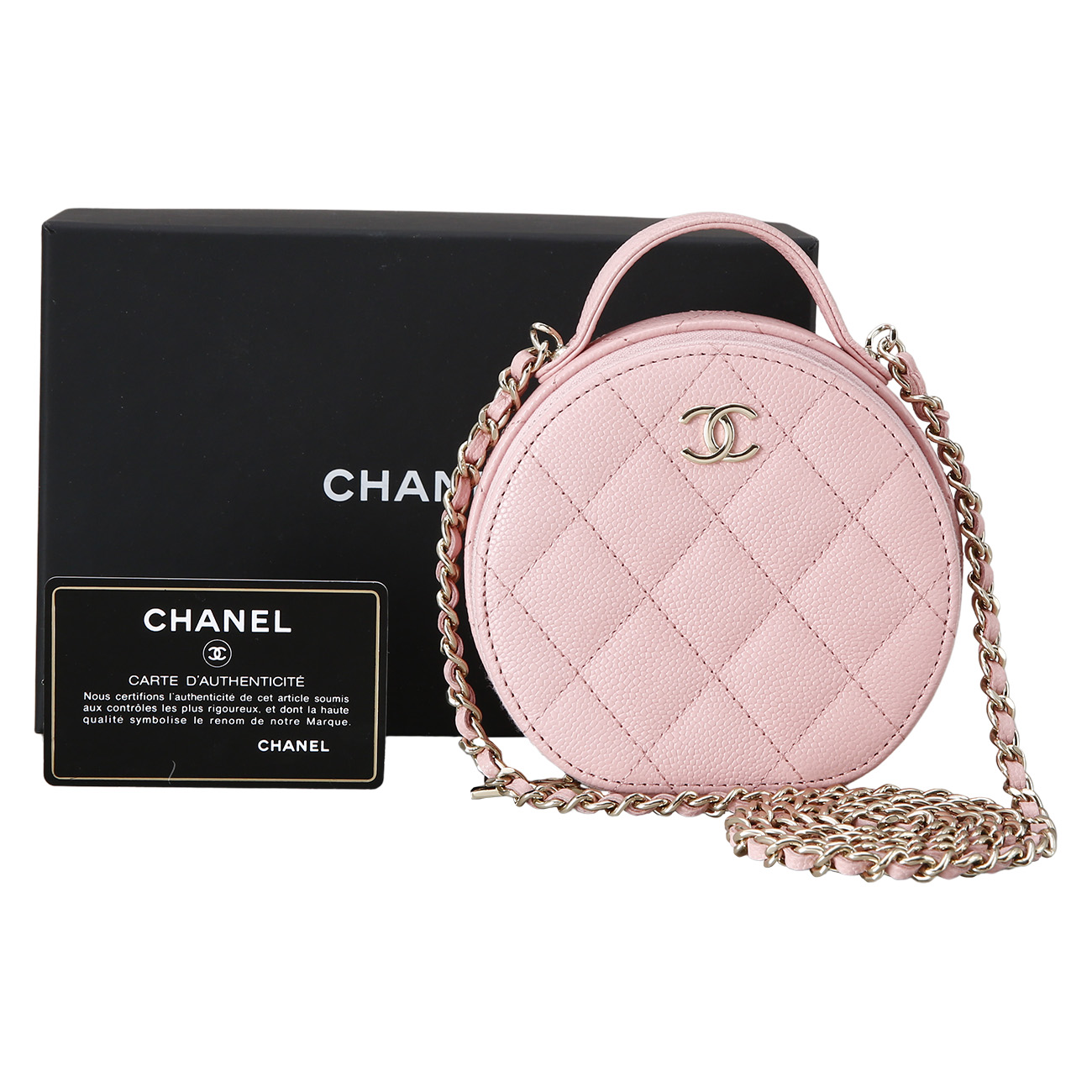 CHANEL(USED)샤넬 캐비어 라운드 투웨이 체인 백