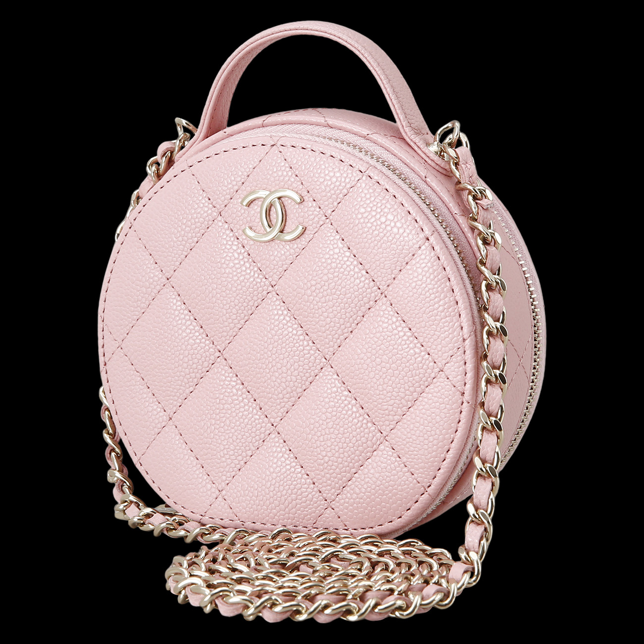 CHANEL(USED)샤넬 캐비어 라운드 투웨이 체인 백