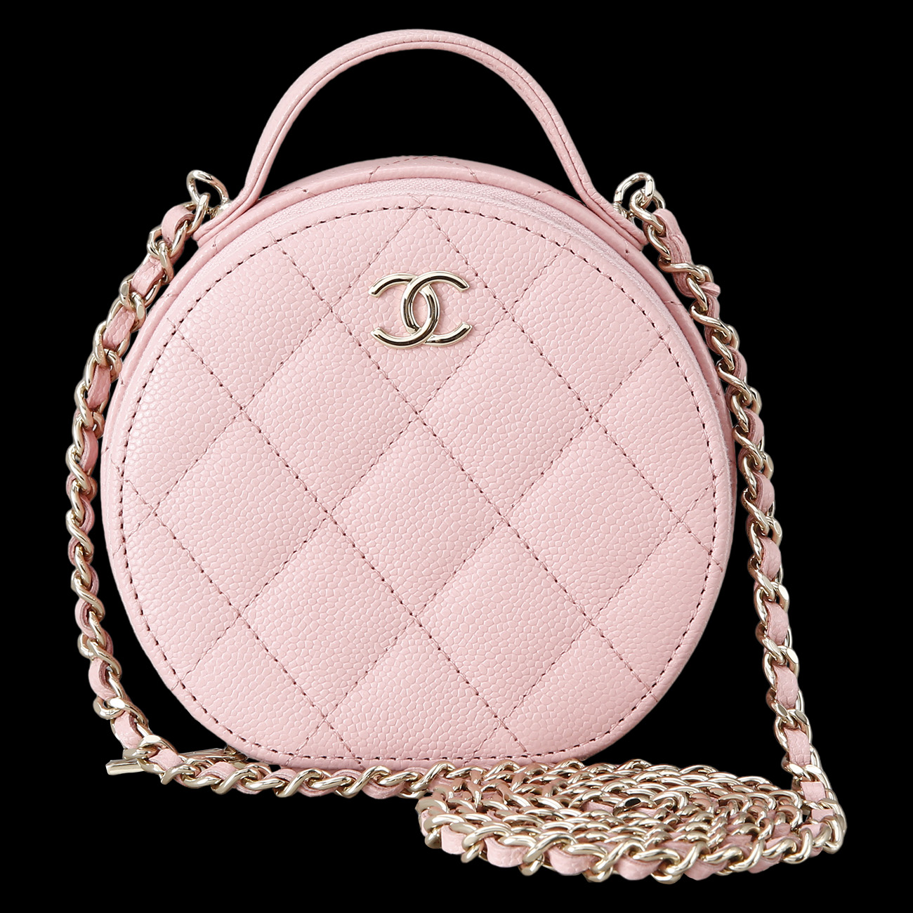 CHANEL(USED)샤넬 캐비어 라운드 투웨이 체인 백