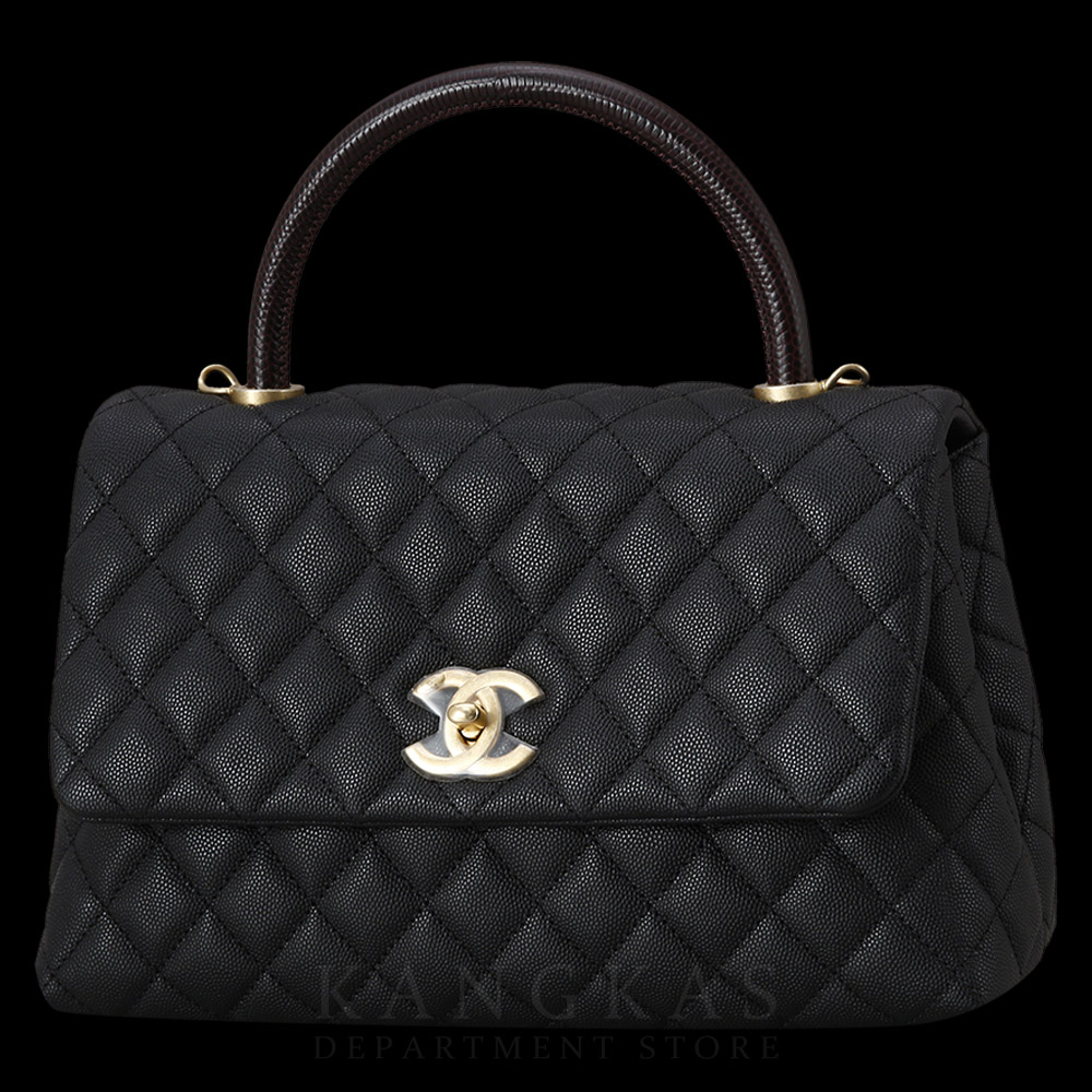 CHANEL(USED)샤넬 캐비어 코코핸들 미듐 리자드핸들