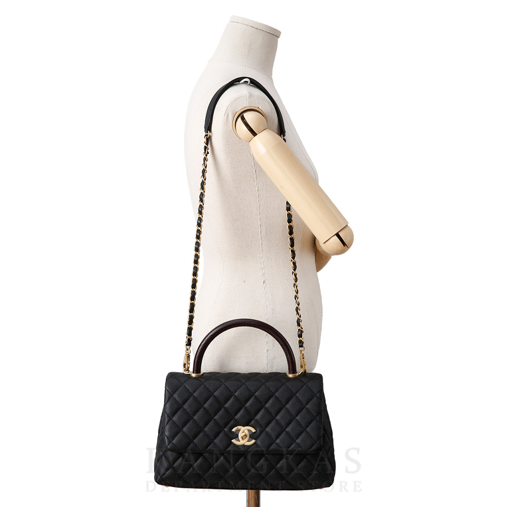 CHANEL(USED)샤넬 캐비어 코코핸들 미듐 리자드핸들