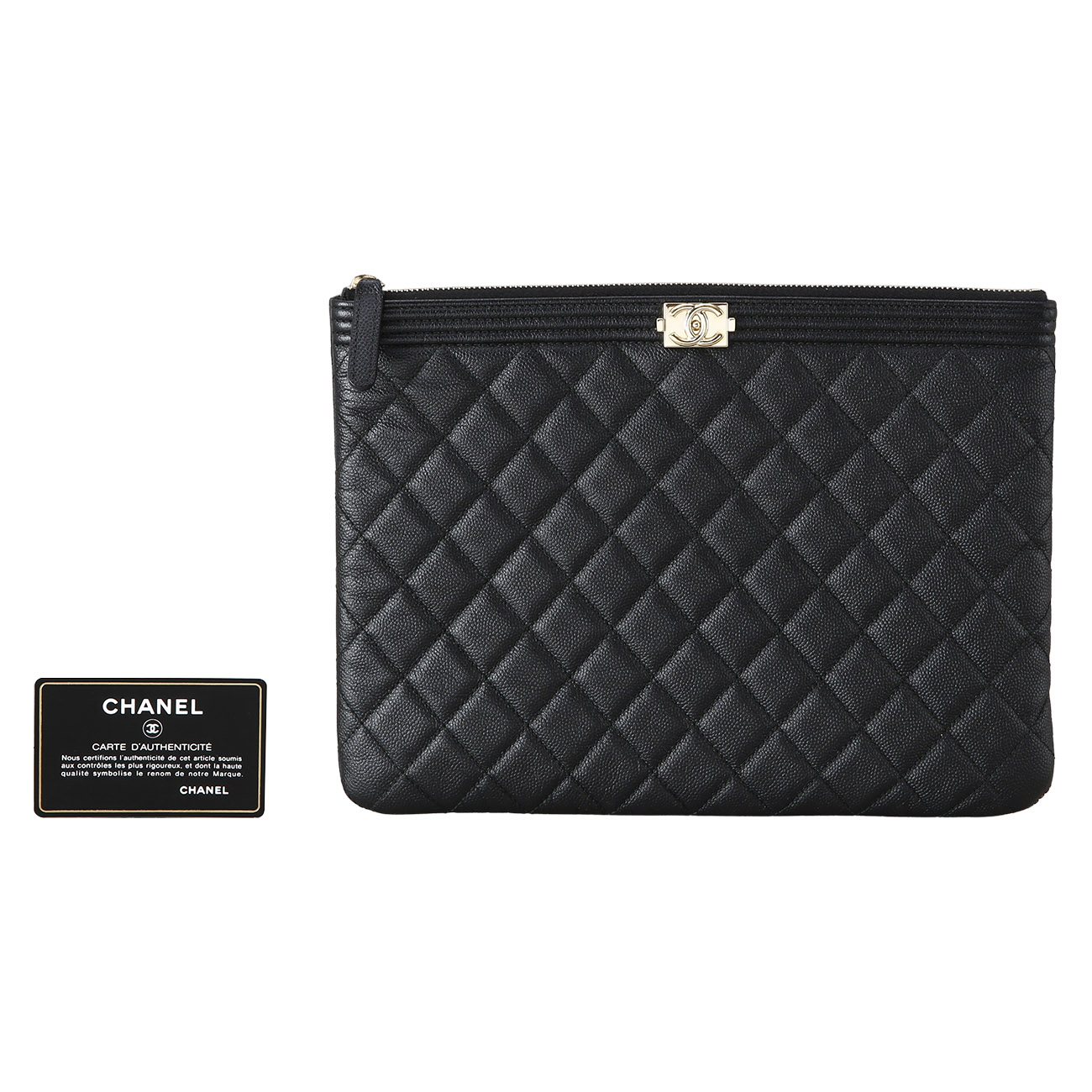 CHANEL(USED)샤넬 캐비어 보이샤넬 클러치 뉴미듐