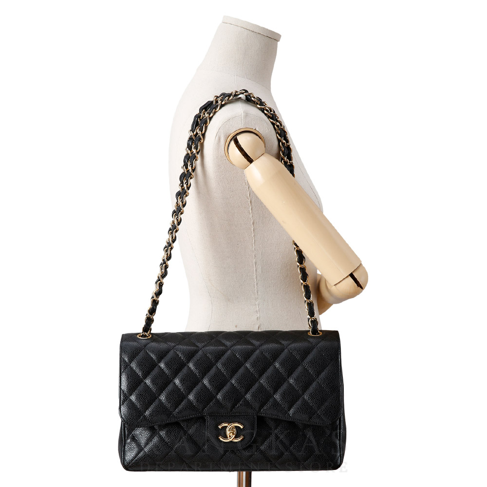 CHANEL(USED)샤넬 클래식 캐비어 점보 금장