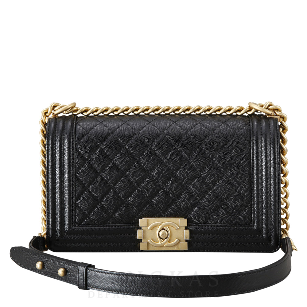 CHANEL(USED)샤넬 보이샤넬 캐비어 미듐 금장