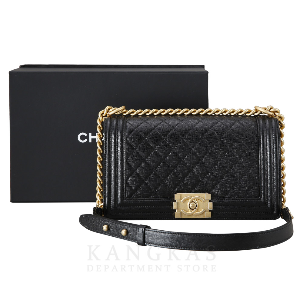 CHANEL(USED)샤넬 보이샤넬 캐비어 미듐 금장