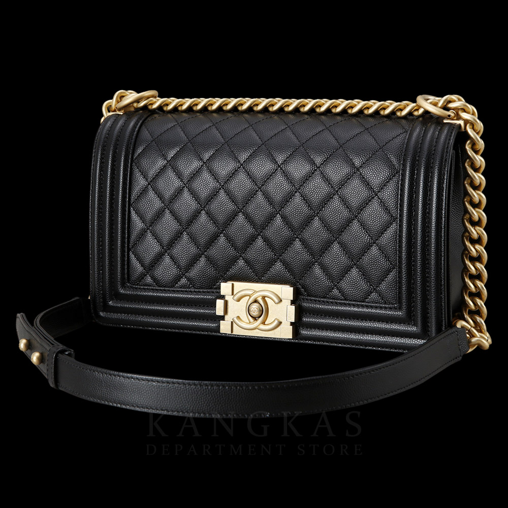 CHANEL(USED)샤넬 보이샤넬 캐비어 미듐 금장