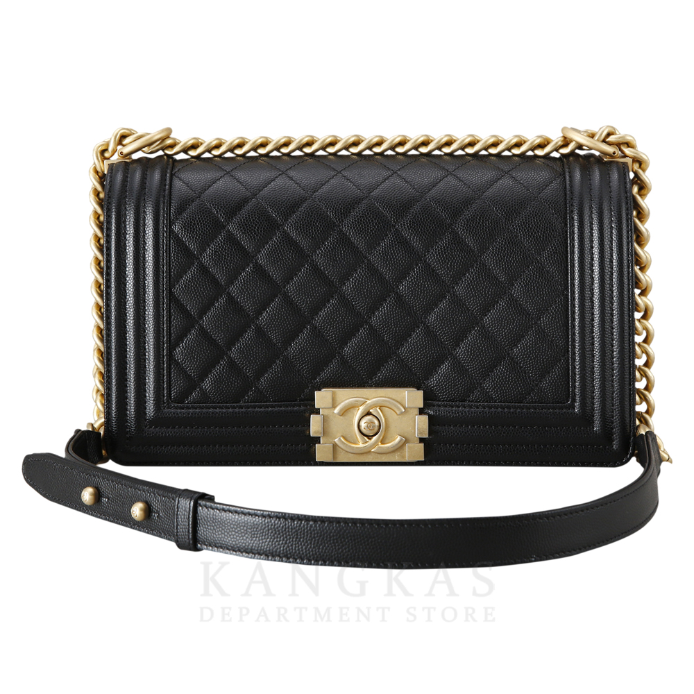CHANEL(USED)샤넬 보이샤넬 캐비어 미듐 금장