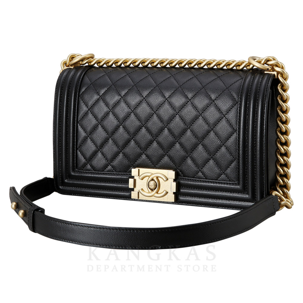 CHANEL(USED)샤넬 보이샤넬 캐비어 미듐 금장