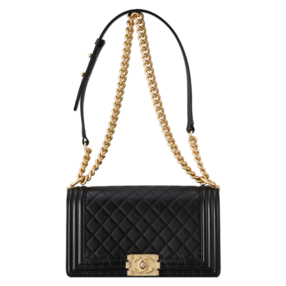 CHANEL(USED)샤넬 보이샤넬 캐비어 미듐 금장