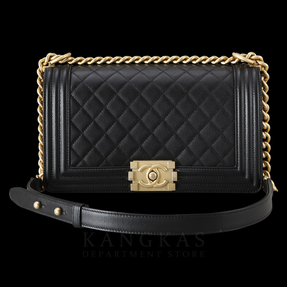 CHANEL(USED)샤넬 보이샤넬 캐비어 미듐 금장
