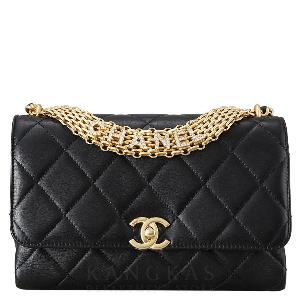 CHANEL(USED)샤넬 AS3241 시즌 램스킨 디아망떼 골드메탈 CC로고 플랩백