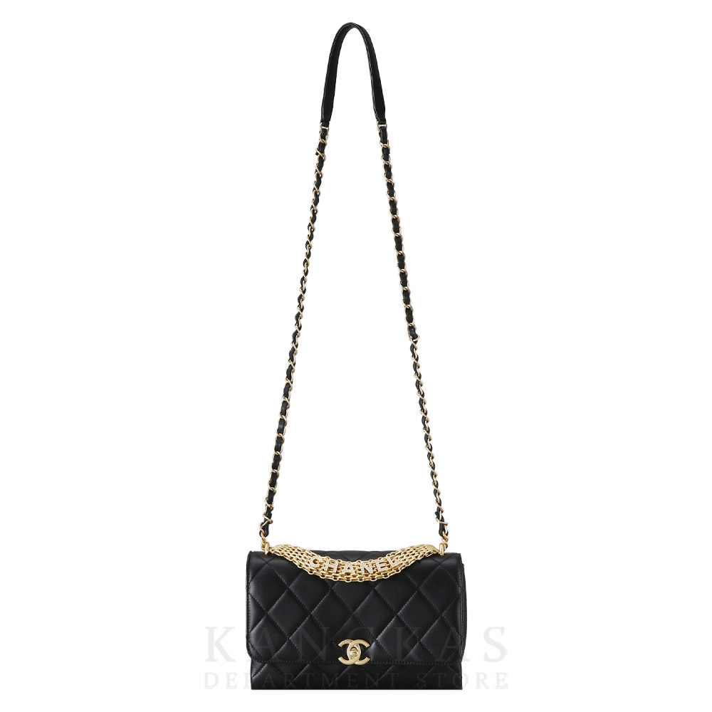 CHANEL(USED)샤넬 AS3241 시즌 램스킨 디아망떼 골드메탈 CC로고 플랩백
