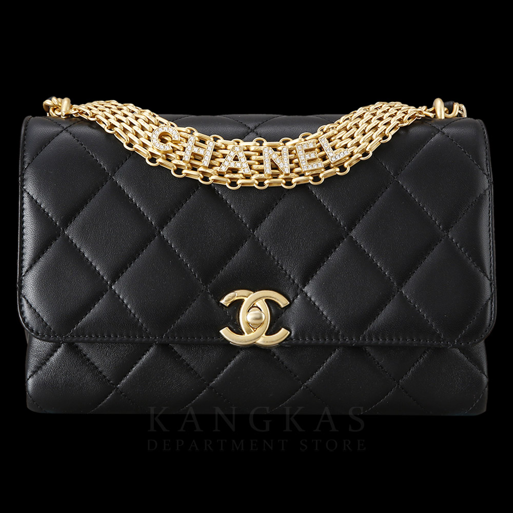 CHANEL(USED)샤넬 AS3241 시즌 램스킨 디아망떼 골드메탈 CC로고 플랩백