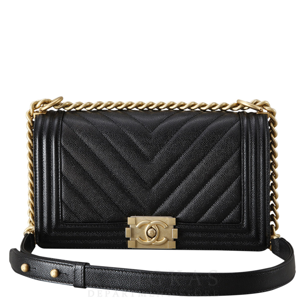 CHANEL(USED)샤넬 보이샤넬 캐비어 쉐브론 미듐
