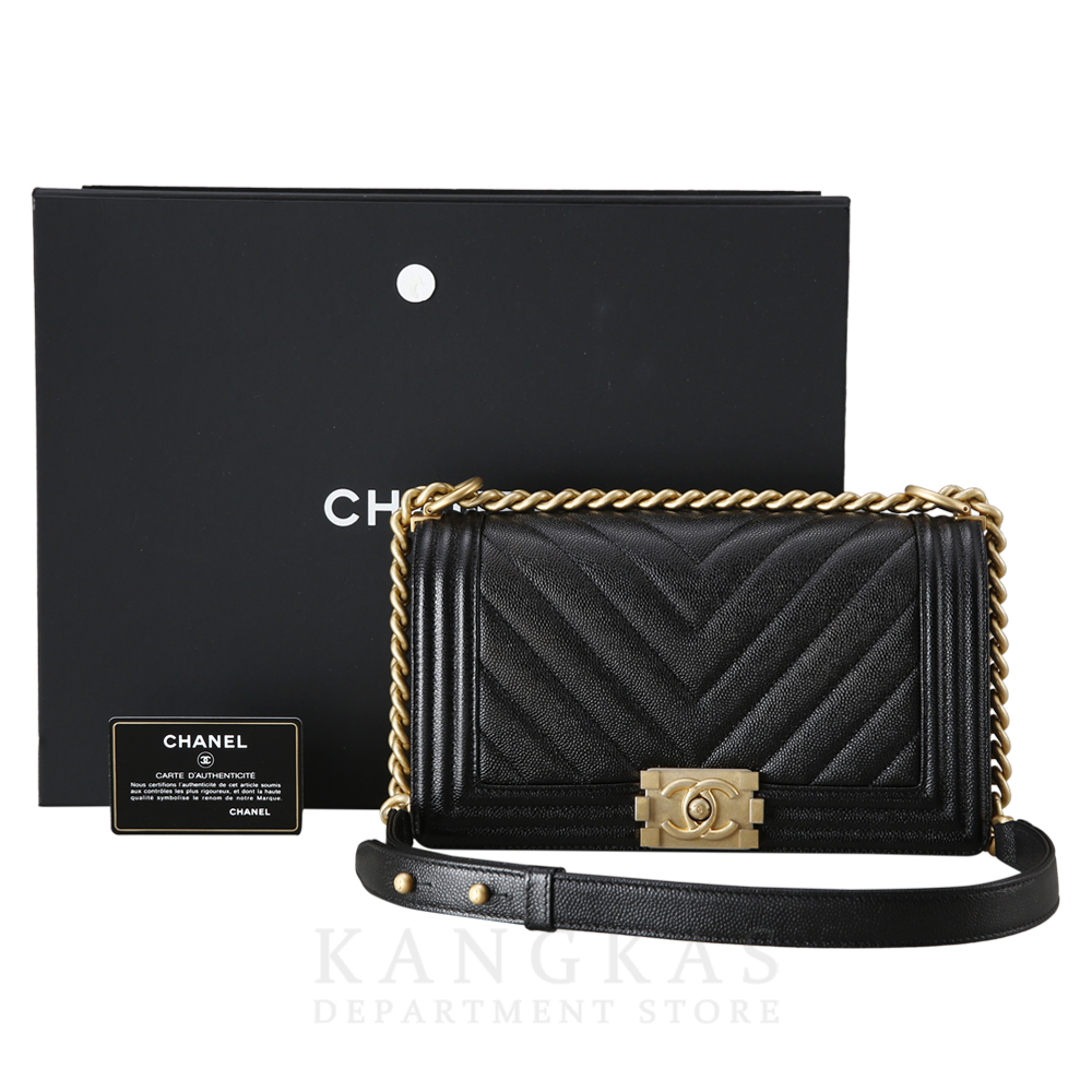 CHANEL(USED)샤넬 보이샤넬 캐비어 쉐브론 미듐