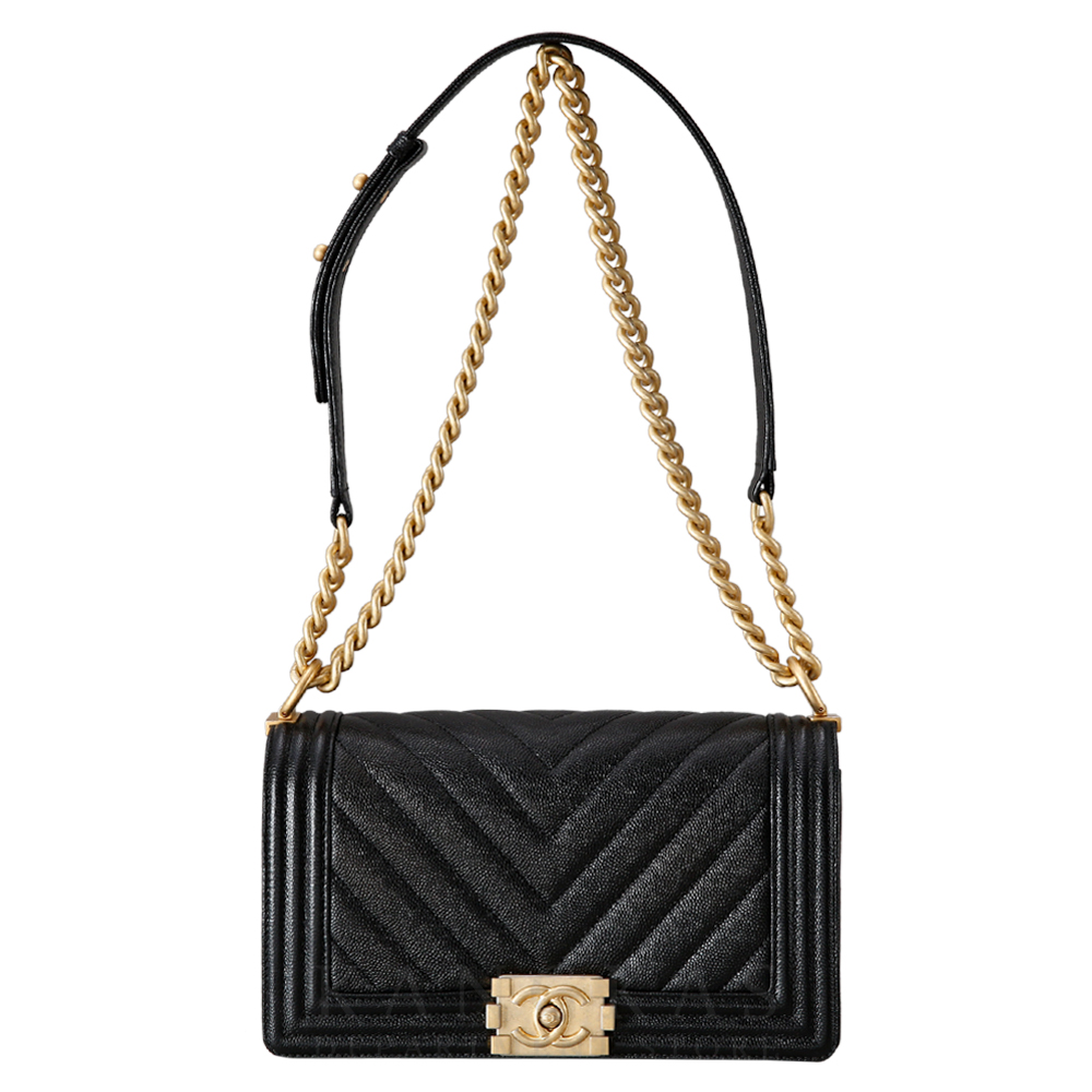 CHANEL(USED)샤넬 보이샤넬 캐비어 쉐브론 미듐