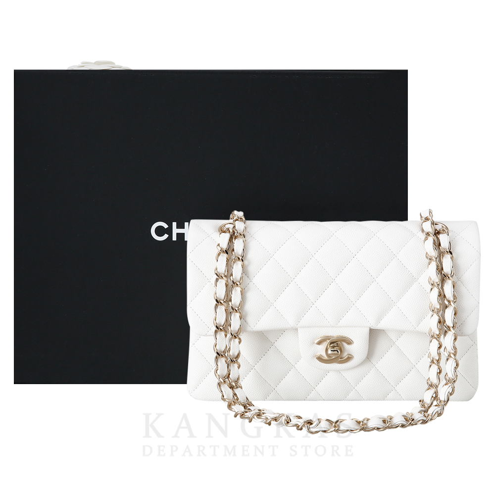 CHANEL(USED)샤넬 화이트 캐비어 클래식 스몰 플랩백