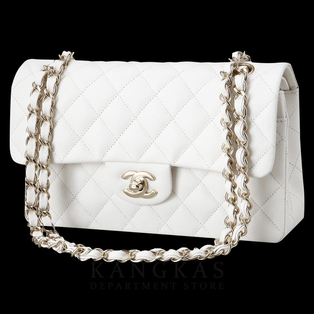 CHANEL(USED)샤넬 화이트 캐비어 클래식 스몰 플랩백
