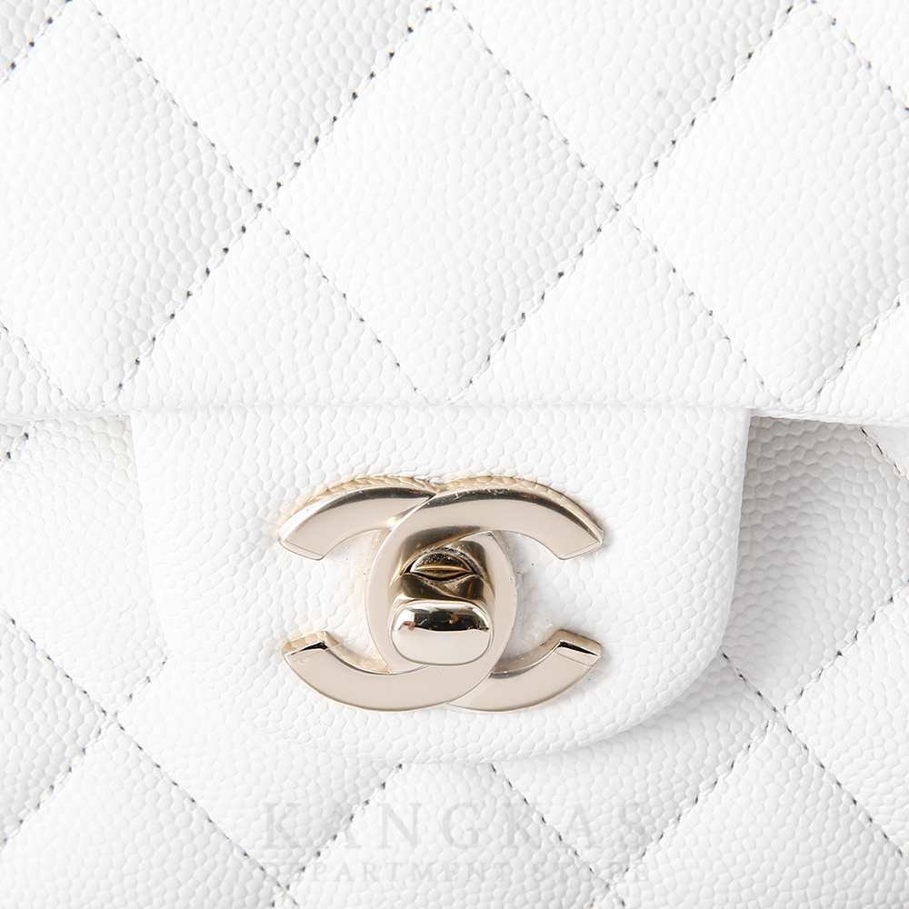 CHANEL(USED)샤넬 화이트 캐비어 클래식 스몰 플랩백
