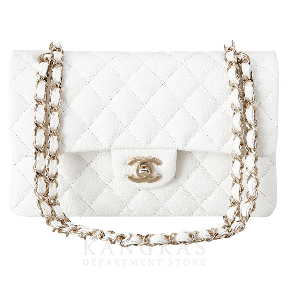 CHANEL(USED)샤넬 화이트 캐비어 클래식 스몰 플랩백