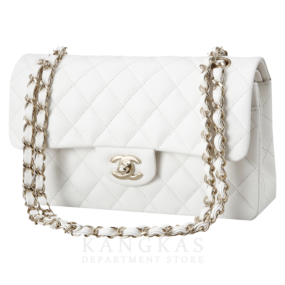 CHANEL(USED)샤넬 화이트 캐비어 클래식 스몰 플랩백