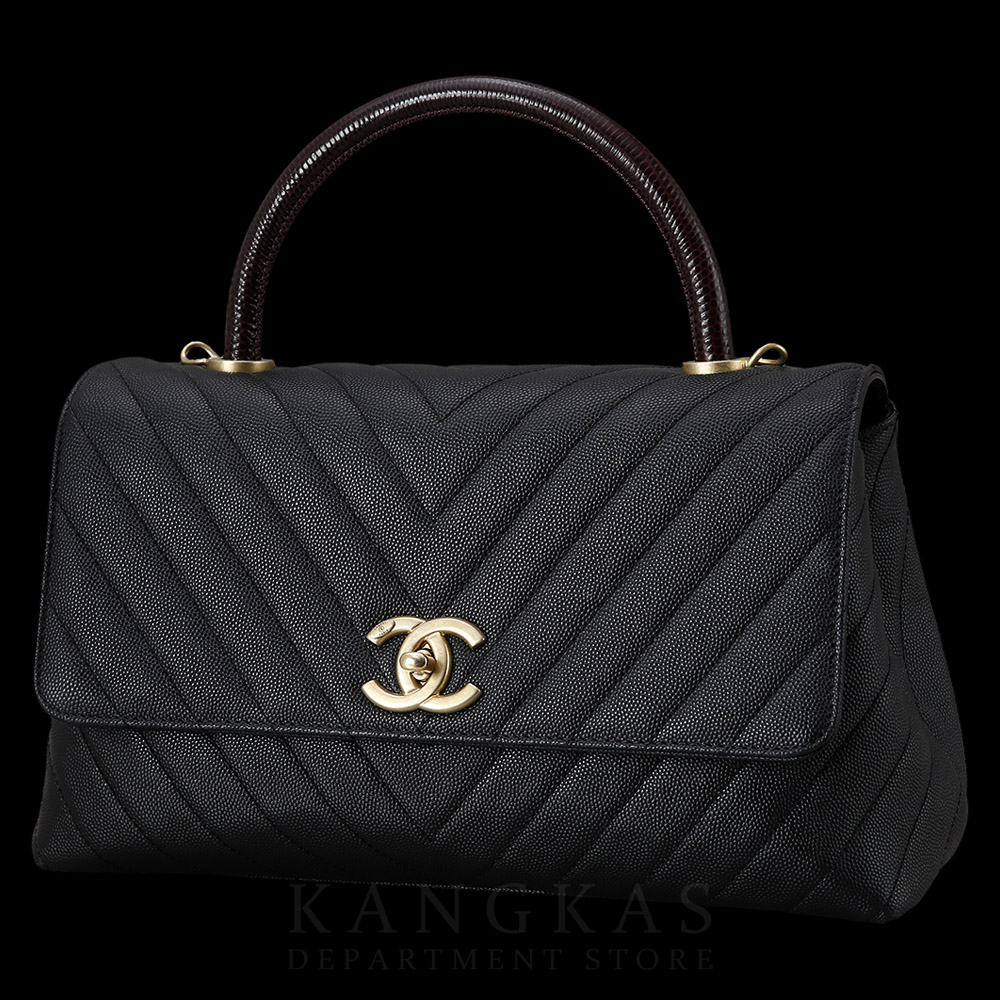CHANEL(USED)샤넬 쉐브론 코코핸들 미듐 리자드핸들