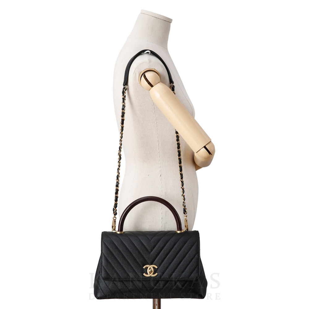 CHANEL(USED)샤넬 쉐브론 코코핸들 미듐 리자드핸들