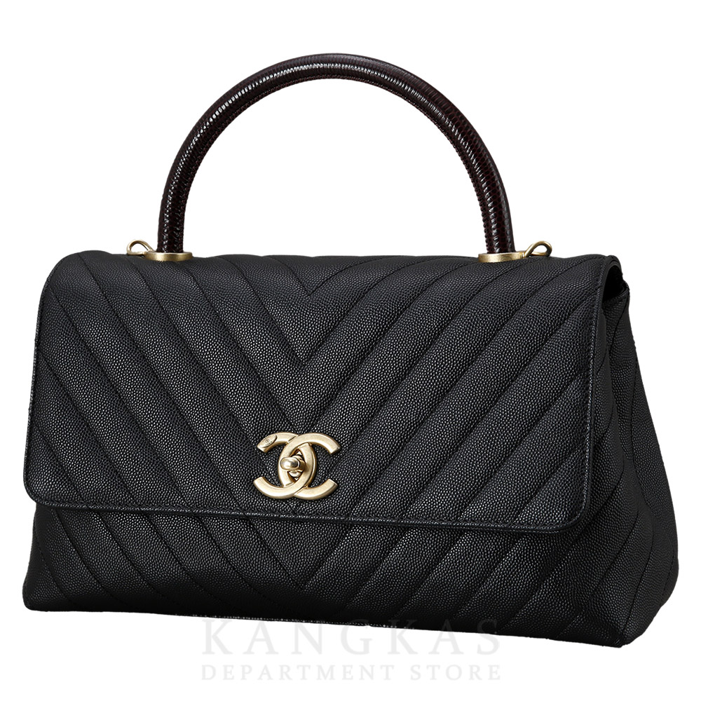CHANEL(USED)샤넬 쉐브론 코코핸들 미듐 리자드핸들