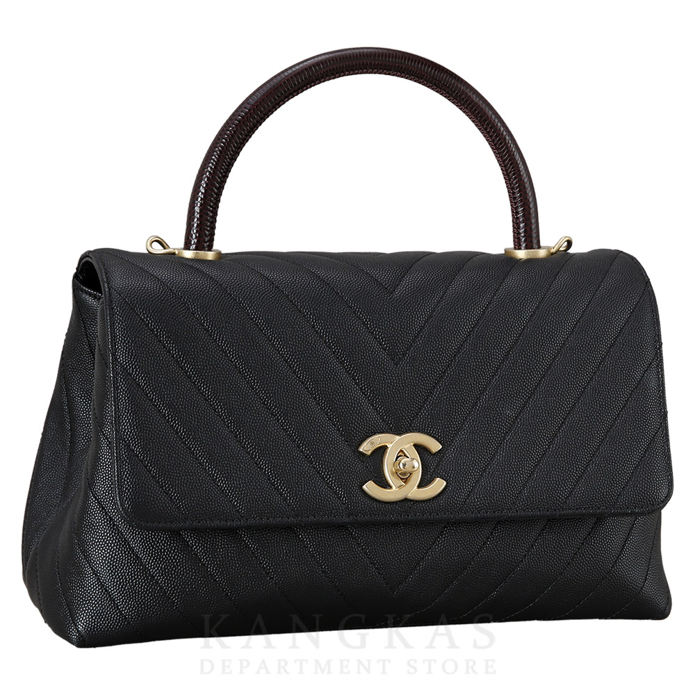 CHANEL(USED)샤넬 쉐브론 코코핸들 미듐 리자드핸들